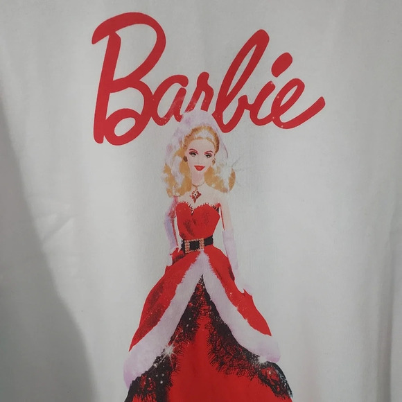NWOT Barbie Holiday White and Red Long Sleeve Sweatshirt in Size L - Picture 5 of 8